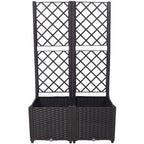 podwyższana donica z polirattanu z kratką i 2 wyjmowanymi wkładami