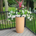 Wysoka donica 31″ z systemem nawadniania i wskaźnikiem poziomu wody – złota