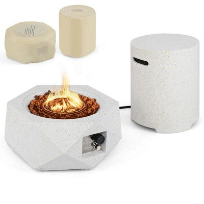 Sześciokątny stolik ogrodowy na propan z terazzo, 28″