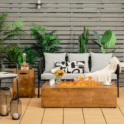 Dwuczęściowy prostokątny stolik–palenisko 48″ 50 000 BTU z szafką na butlę