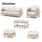 5-częściowy zestaw ogrodowy z technorattanu z fotelami, podnóżkami i drewnianym stołem