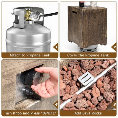 prostokątny stolik–palenisko 48″x27″ 50 000 BTU z bocznym stolikiem