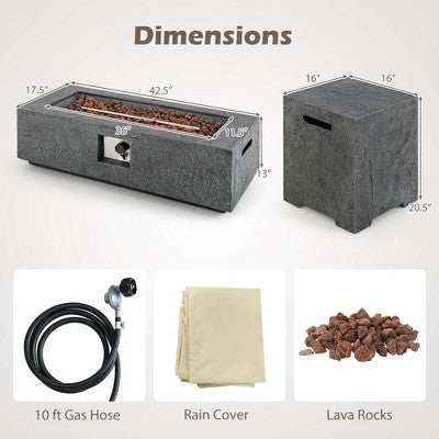 42,5″ palenisko gazowe z magnezytu z ukrytą butlą i lawą