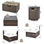 8-częściowy zestaw ogrodowy z technorattanu z paleniskiem i stolikiem na butlę, czarny