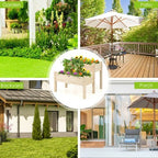 Dwupoziomowa drewniana podwyższana grządka z otworami drenażowymi