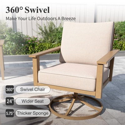 7-częściowy zestaw ogrodowy z krzyżowanymi oparciami i grubymi poduszkami