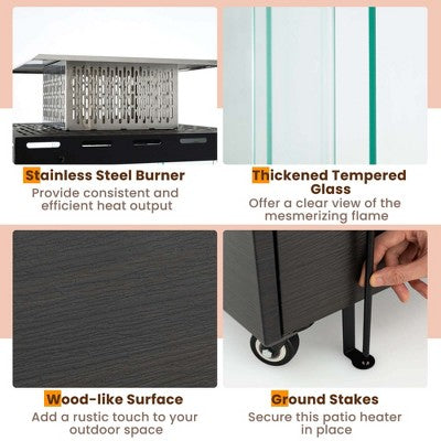 Zewnętrzny ogrzewacz tarasowy na propan 40 000 BTU z pokrowcem i kółkami